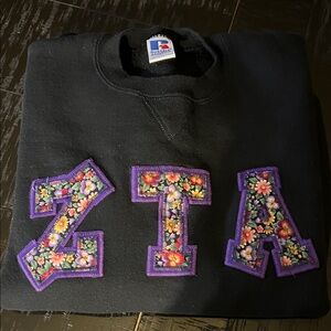ZTA Russell Athletic Black Sweatshirt with Floral Letters